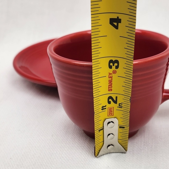 Fiesta Homer Laughlin Red Coffee/ Tea Mug Cup & Saucer Plate - Picture 2 of 6